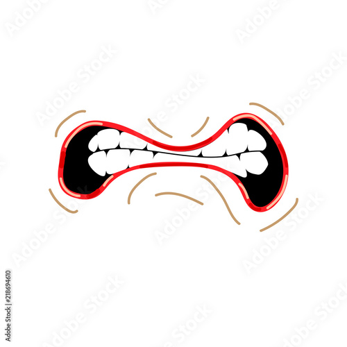 Mouth expressions vector, cute cartoon facial gestures with pouting lips smiling sticking out tongue illustration