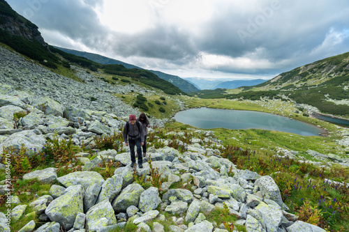 Young couple of hikers