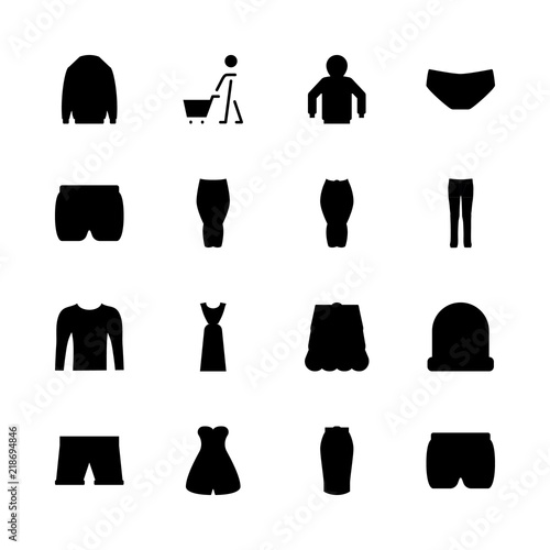 clothes vector icons set. online store  short  dress and winter hat in this set