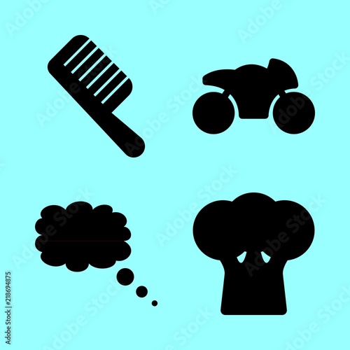 nature vector icons set. motorbike, comb, liechtenstein and broccoli in this set