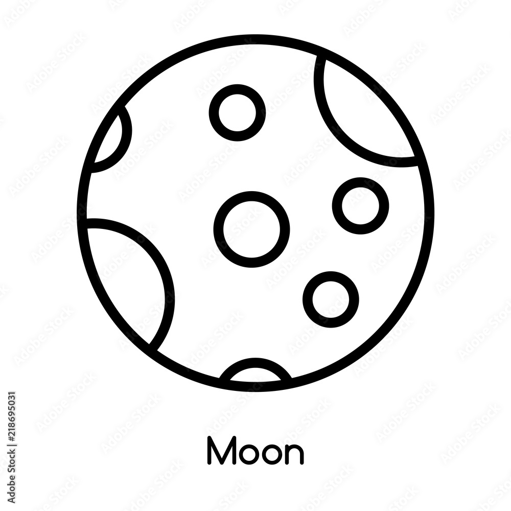 Moon icon vector isolated on white background, Moon sign , line or linear design elements in outline style Moon icon vector isolated on white background, Moon sign , line or linear design elements in outline style
