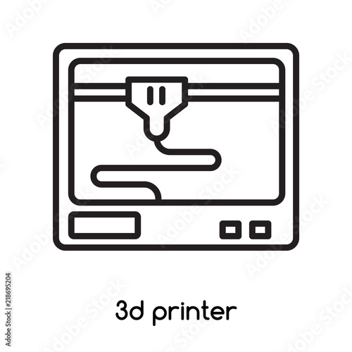 3d printer icon vector isolated on white background, 3d printer sign , line or linear design elements in outline style