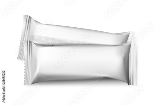 Set of flow packages realistic shadows isolated on white background. Vector illustration ready for your design. EPS 10.