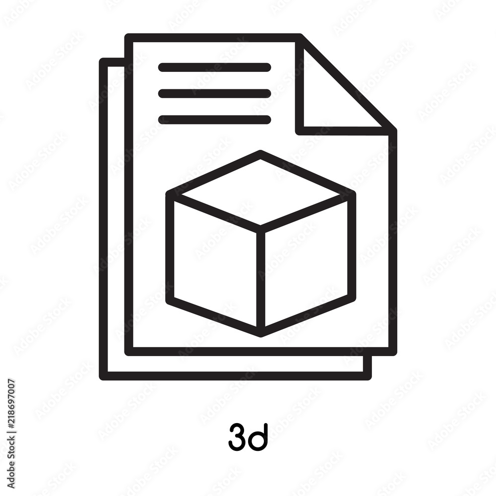 3d icon vector isolated on white background, 3d sign , line or linear design elements in outline style 3d icon vector isolated on white background, 3d sign , line or linear design elements in outline style