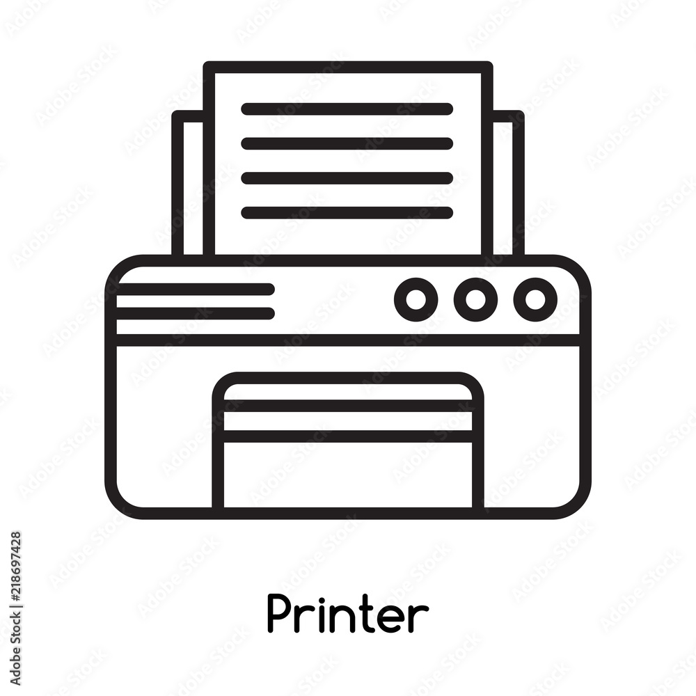 Printer icon vector isolated on white background, Printer sign , line or linear design elements in outline style Printer icon vector isolated on white background, Printer sign , line or linear design elements in outline style