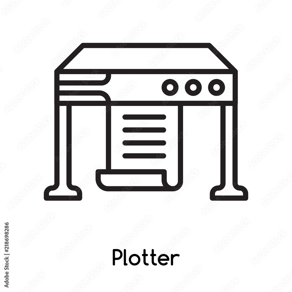 Plotter icon vector isolated on white background, Plotter sign , line or linear design elements in outline style Plotter icon vector isolated on white background, Plotter sign , line or linear design elements in outline style