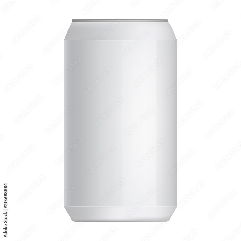 Tin can of drinks mockup. Realistic illustration of tin can of drinks vector mockup for web design isolated on white background Tin can of drinks mockup. Realistic illustration of tin can of drinks vector mockup for web design isolated on white background