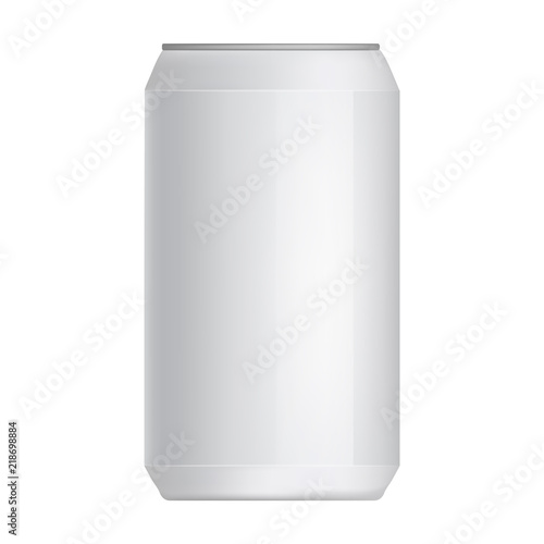 Tin can of drinks mockup. Realistic illustration of tin can of drinks vector mockup for web design isolated on white background