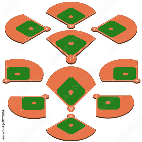 Baseball green field with white line markup vector