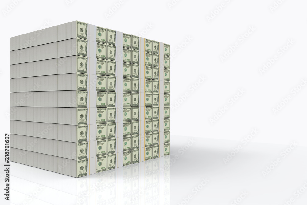 3d rendering. US hundred dollar banknote stack on copy sapce gray background. 3d rendering. US hundred dollar banknote stack on copy sapce gray background.