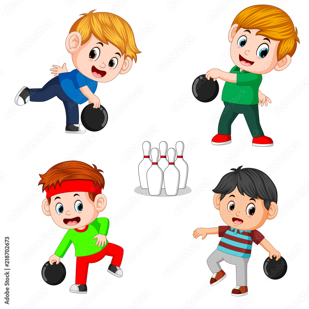 The various positions of the bowling player The various positions of the bowling player