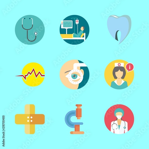 hospital vector icons set. nurse, patient, band aid and surgeon in this set