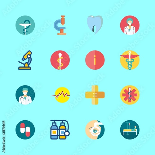 hospital vector icons set. info, oxygen tank, ophthalmology and band aid in this set