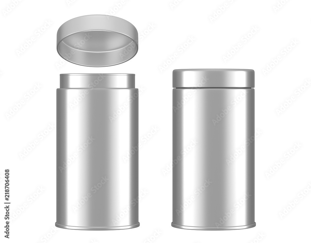 white tin can mock-up isolated on white background, 3D rendering white tin can mock-up isolated on white background, 3D rendering