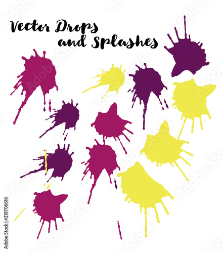 Graffiti Grunge Vector Watercolor Brushstrokes. Buttons  Splashes  Doodles  Stains  Scribble Hand Painted Vector Set. Vintage Uneven Textured Paintbrush Logo Elements. Rough Trendy Highlight Swatches.