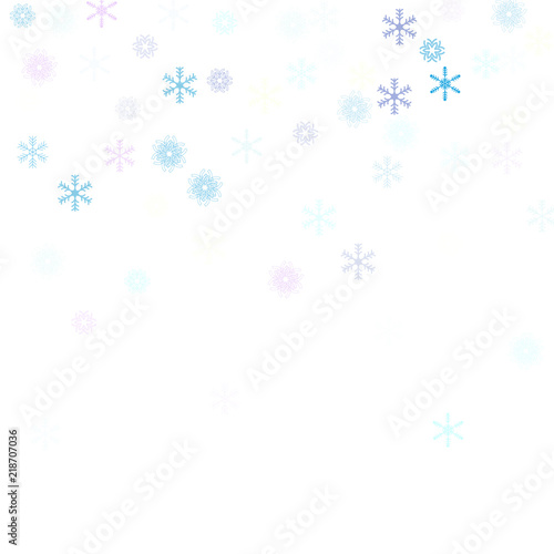 Falling down snow confetti  snowflake vector border. Festive winter  Christmas  New Year sale background. Cold weather  winter storm  scatter texture. Hipster snowfall falling snowflakes cool confetti