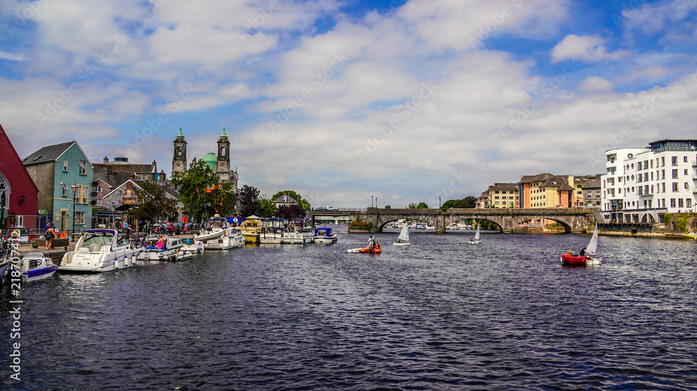 a panorama of the river Shannon in Athlone Ireland. 