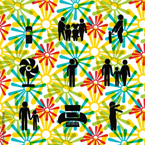 nature icons set. meditating, leisure, industry and yellow graphic works