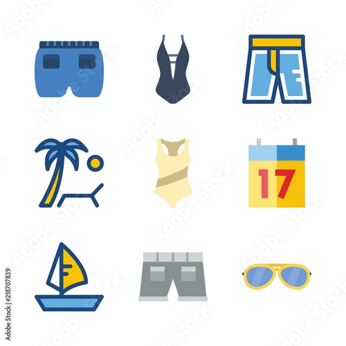 beach icons set. transport, closeup, chaise longue and pearl graphic works