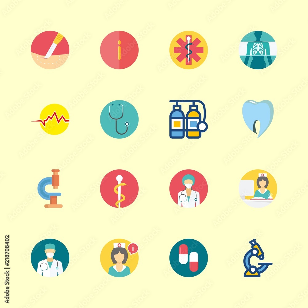 hospital icons set. antibiotic, gas, nursing and patient graphic works