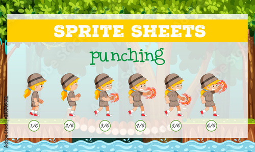 Sprite sheets girl punching