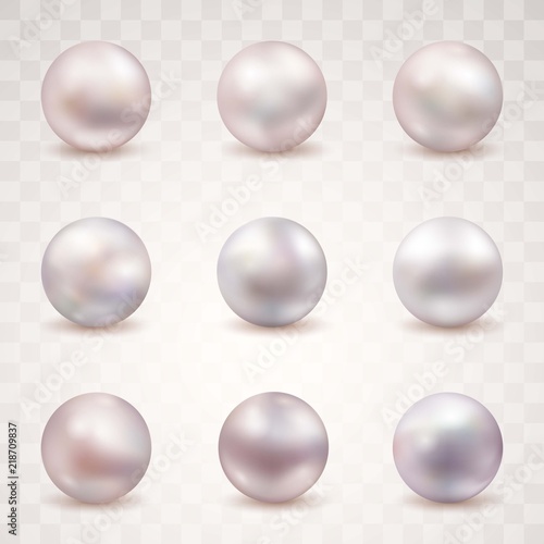 Vector collection shiny pearl illustration isolated on transparent background
