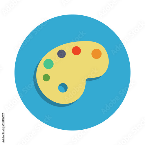 paint palette colored in blue badge icon. Element of school icon for mobile concept and web apps. Detailed paint palette icon can be used for web and mobile