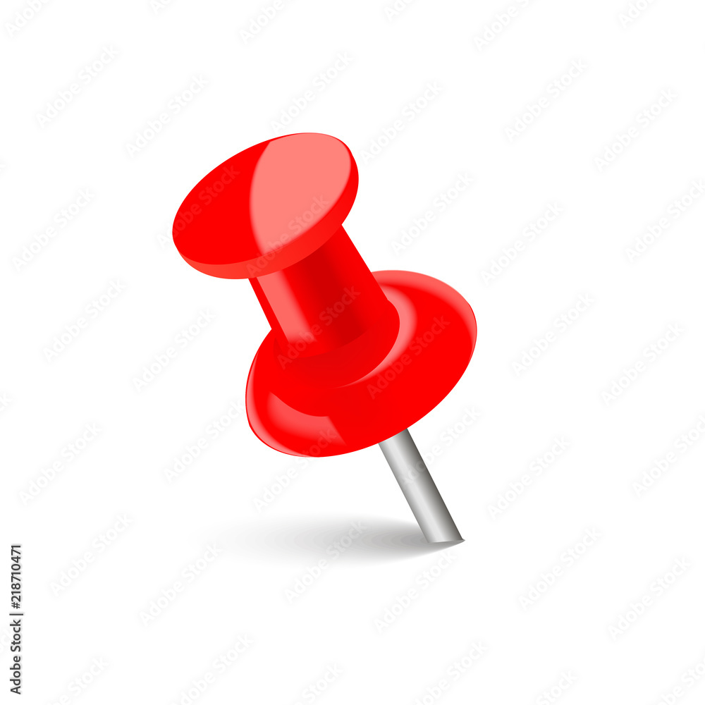 Realistic red push pin with soft shadow. Vector. Realistic red push pin with soft shadow. Vector.