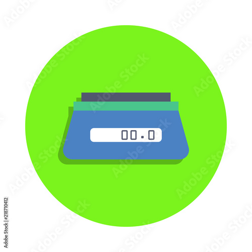 colored laboratory scales in green badge icon. Element of science and laboratory for mobile concept and web apps. Detailed laboratory scales icon