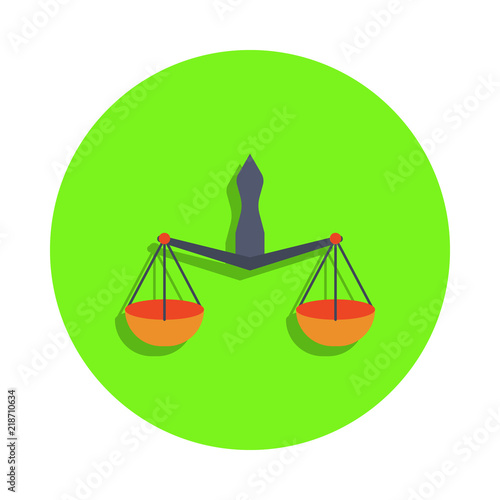colored laboratory scales in green badge icon. Element of science and laboratory for mobile concept and web apps. Detailed laboratory scales icon