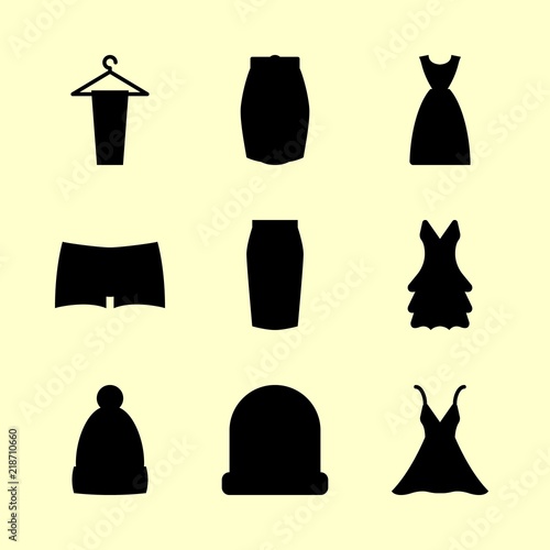 clothes icons set. protect, woolen, vintage and business graphic works