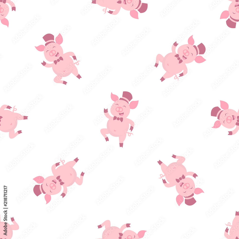 Fototapeta Cute pigs seamless pattern