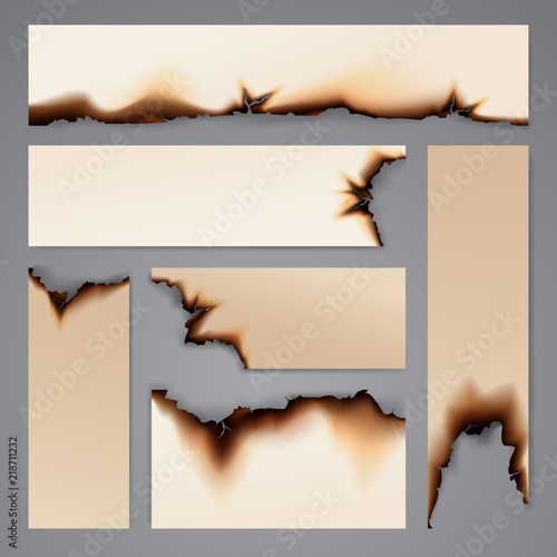 Burnt paper banner background template isolated vector illustration
