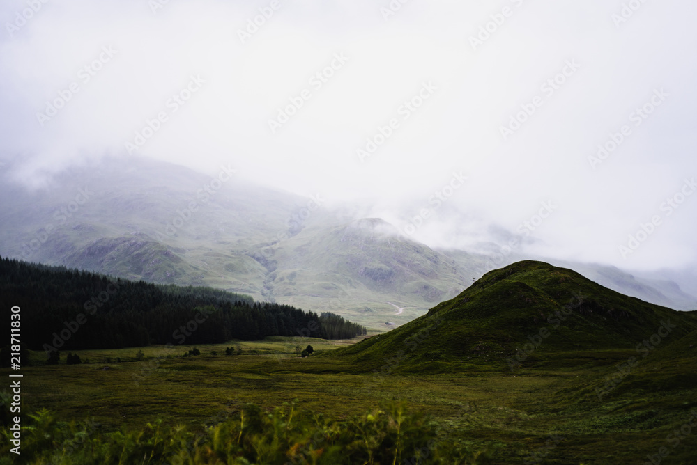 Foggy Verdant Scottish Landscape