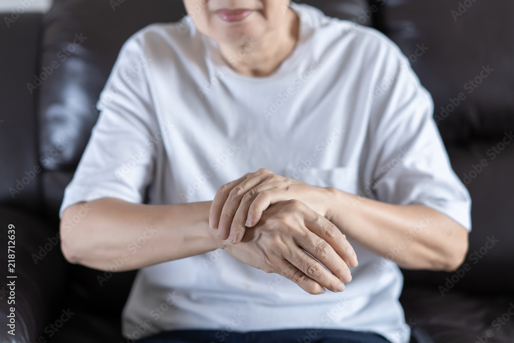 arthritis old person and Elderly woman female suffering osteoarthritis
