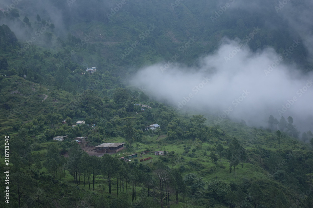 mountain landscape with cloud valley natural forest in monsoon season