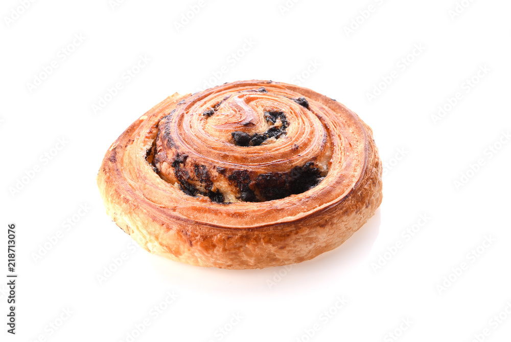 Fototapeta premium Close up sweet Danish pastries isolate on white background