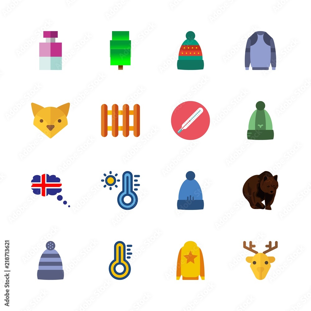 16 winter icons set