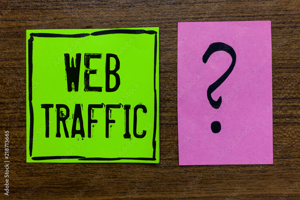 Handwriting text Web Traffic. Concept meaning Amount of data sent and received by visitors to a website Green paper note Important reminder pink question mark wooden background. Handwriting text Web Traffic. Concept meaning Amount of data sent and received by visitors to a website Green paper note Important reminder pink question mark wooden background.
