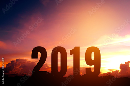 Silhouette Happy for 2019 new year