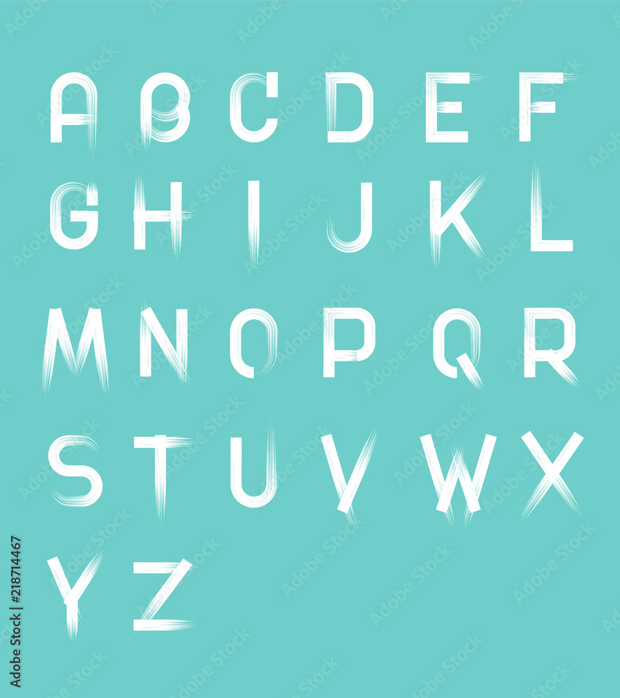 White alphabet Text in dry brush free hand Style on Blue White alphabet Text in dry brush free hand Style on Blue