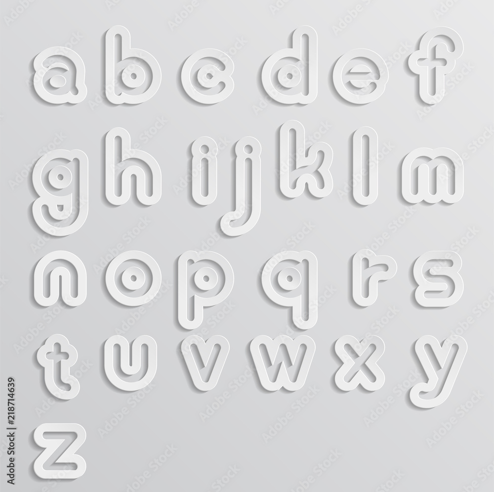 White Alphabet Text in Paper cut Style White Alphabet Text in Paper cut Style