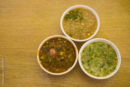 Three of kinds spicy Thai sauce