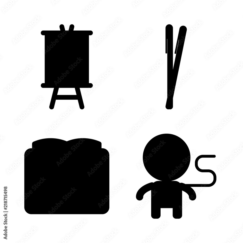 education vector icons set. astronaut, open book, pencils and presentation in this set