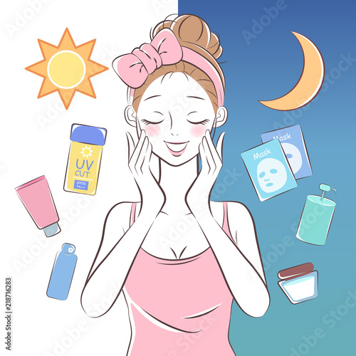 beauty cartoon skincare woman