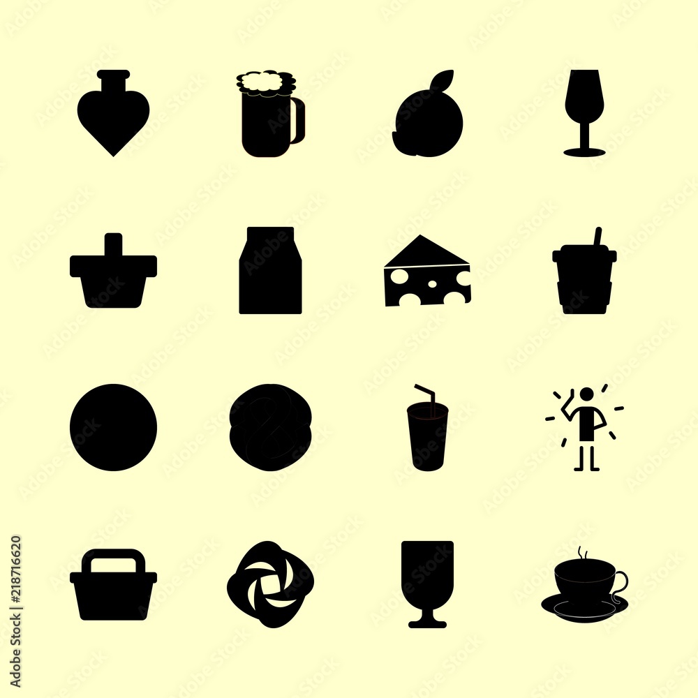 16 drink icons set