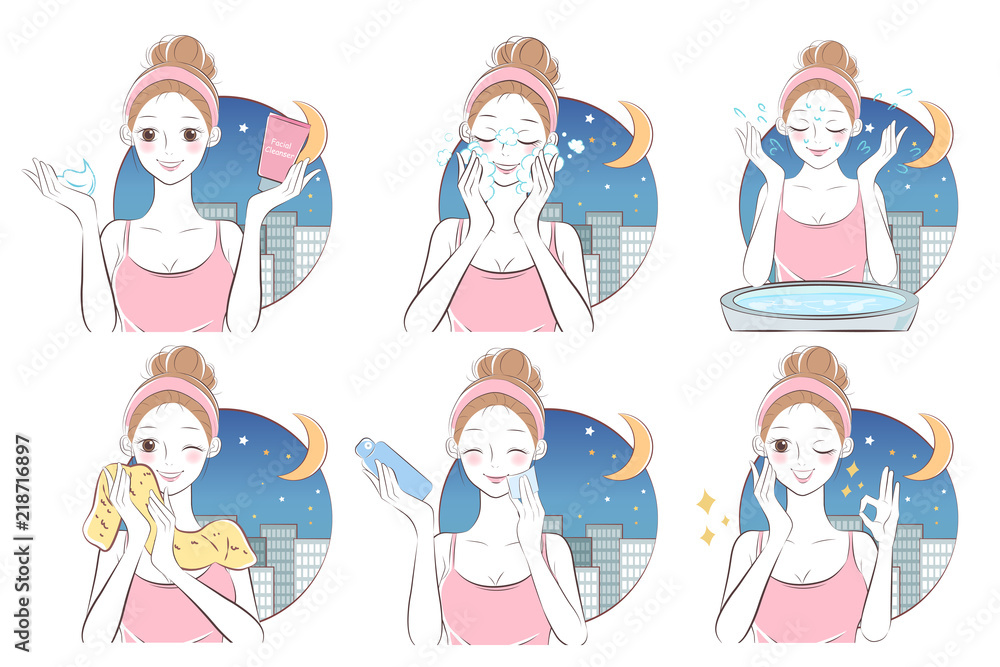 beauty cartoon skin care woman beauty cartoon skin care woman