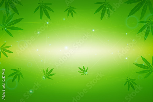 green background. Cannabis marijuana in medical.