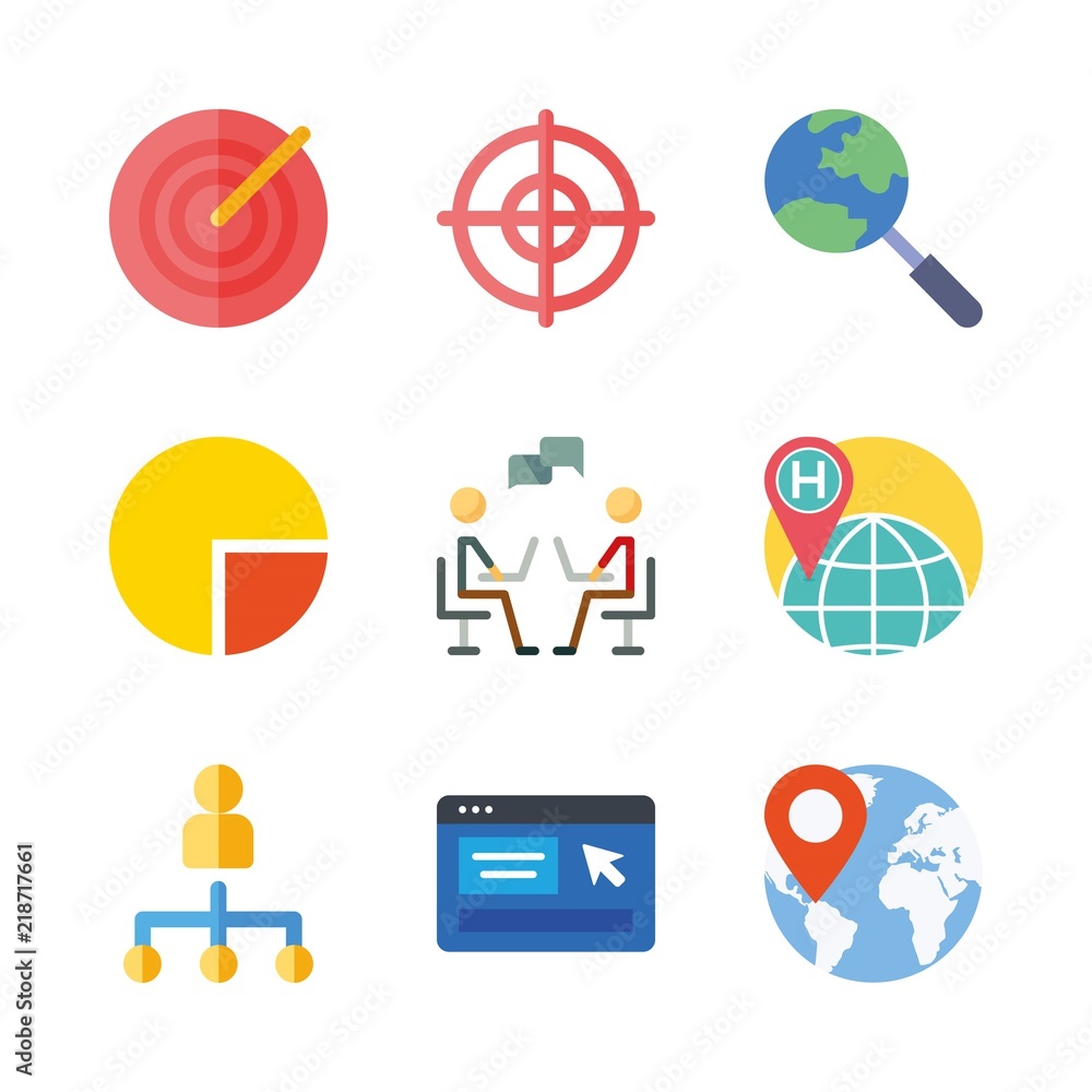 Fototapeta premium marketing icons set. people, circle, abstract and tech graphic works