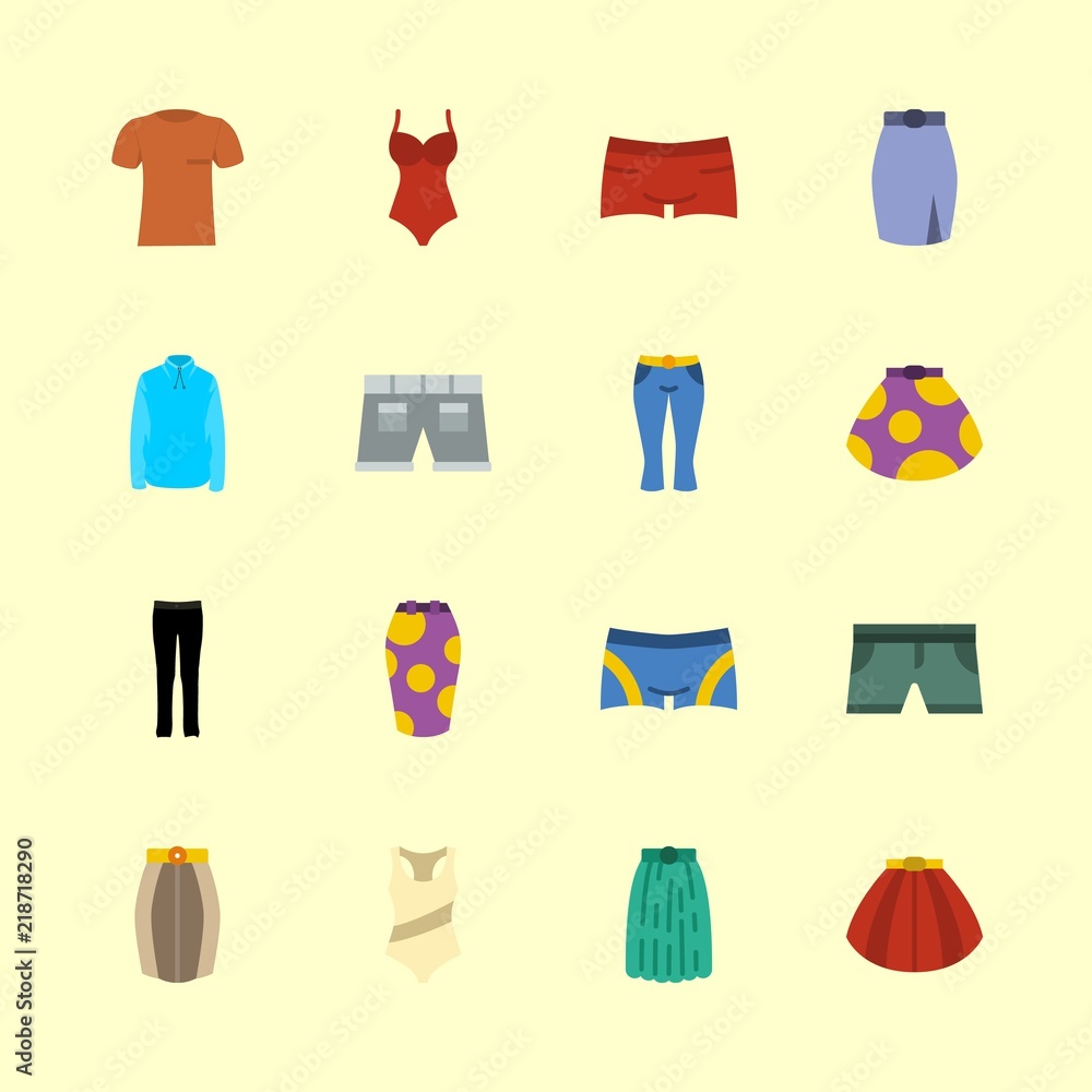 clothes icons set. advertisement, street, tropical and beauty graphic works clothes icons set. advertisement, street, tropical and beauty graphic works
